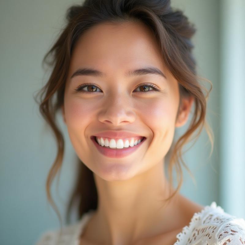 Porträt einer jungen Frau mit strahlend weißen Zähnen – Prophylaxe und Ästhetik bei Dr. Kollmar in Kassel.